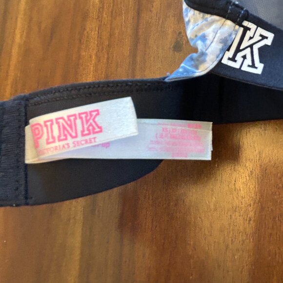 Victoria's Secret Pink Ultimate T-Back Push-Up Sports Bra Black Blue Size XS - Picture 10 of 15